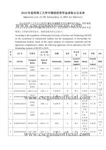 kunming university of science and technology csc result Page 1