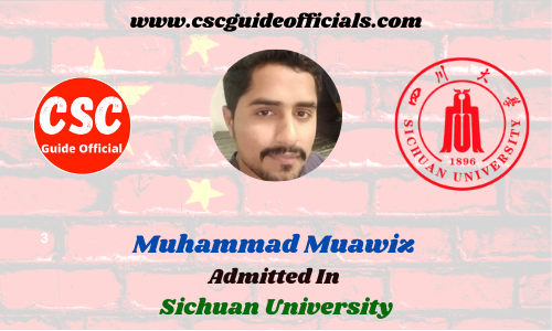 Muhammad Muawiz Admitted to Sichuan University