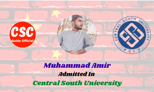 Scholars Wall Muhammad Amir Admitted to Central South University