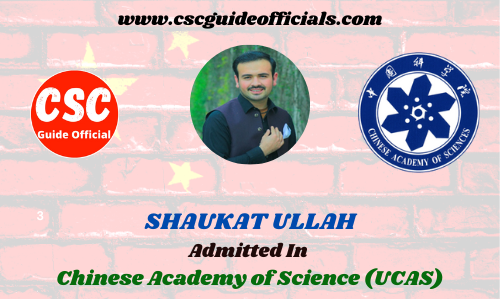 Scholars Wall SHAUKAT ULLAH Admitted to Chinese Academy of Science (UCAS) 