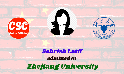 Sehrish Latif admitted in Zhejiang University scholar walls