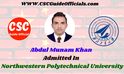 abdul munam khan admitted Northwestern Polytechnical University
