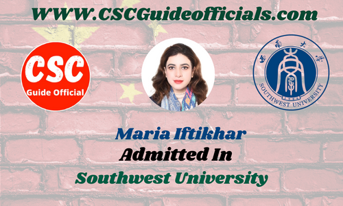 Maria Iftikhar Admitted to Southwest University || China CSC Scholarship 2025-2026 Admitted Candidates CSC Guide Officials Scholar Wall