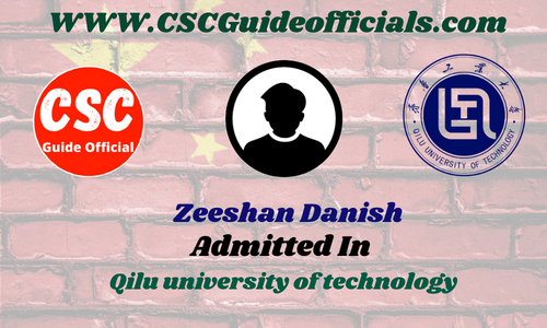 Zeeshan Danish Admitted to Qilu University of Technology || University Scholarship 2025-2026 Admitted Candidates CSC Guide Officials Scholar Wall