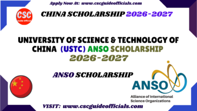 University of Science & Technology of China USTC ANSO Scholarship for Young Talents ANSO Scholarship 2026-2027 CSC Guide Officials